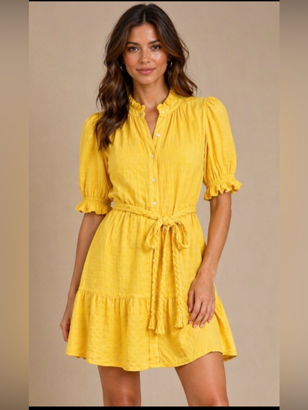 Gap new Gauze Crinkle yellow Dress Sz S Tall summer coastal wedding
